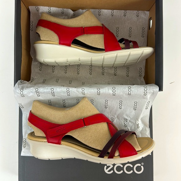 ECCO Felicia Leather Wedge Sandal Chili Red Velcro Closure EU 42 US 11-… - Picture 9 of 10